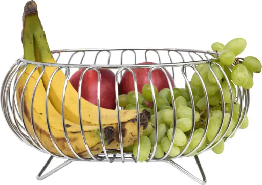 Jainex Heavy Duty Stainless Steel Fruit and Vegetable Basket/Table Top Fruit Rack/Vegetable Stand(Chrome)